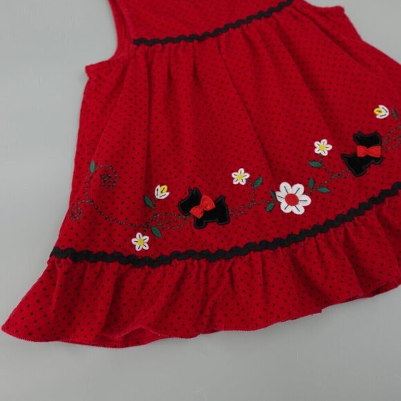 Samantha Says Corduroy Dress Girls 3T Red Scottie Dog Embroidered Bow - Picture 4 of 13